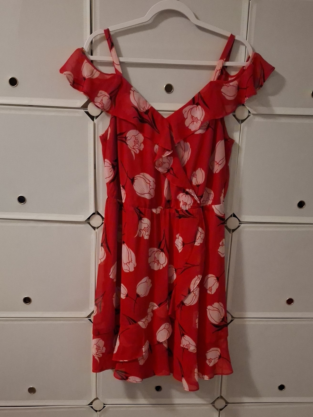 Ricki's Red Floral Ruffle Cold-Shoulder Mini Dress